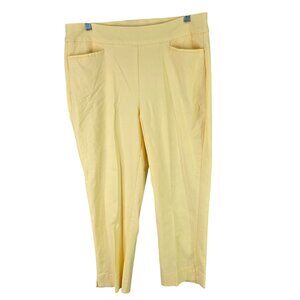 Womens Chicos Yellow Slim Leg Pull On Pants Rayon Blend Stretch Size 1.5 / 10